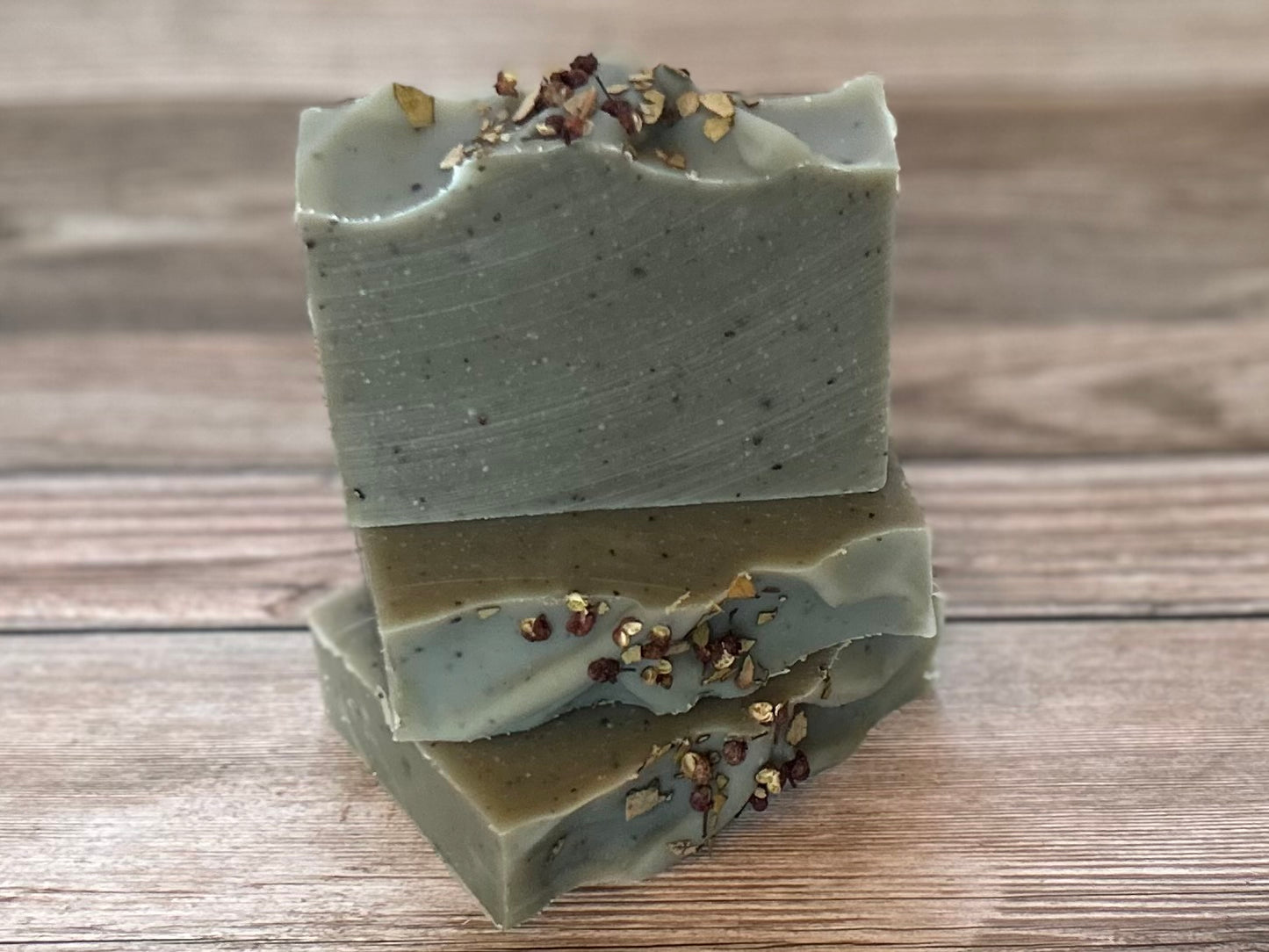 Winter Forest goats milk soap, french green clay, mint, Kendrick Homestead