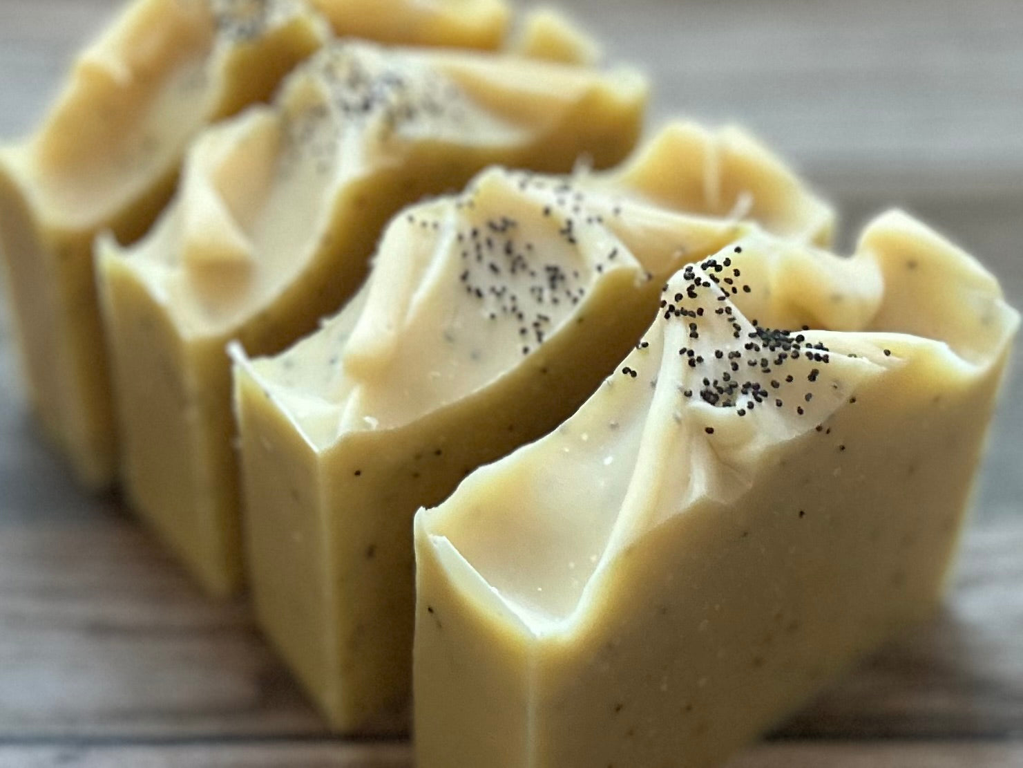 Lemon Poppyseed goats milk soap Kendrick Homestead