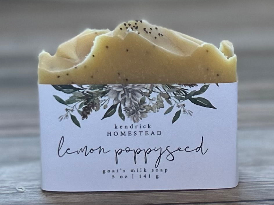 Lemon Poppyseed goats milk soap Kendrick Homestead