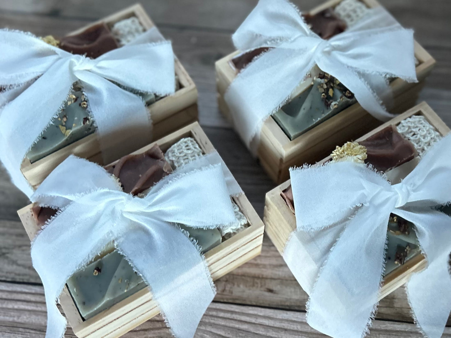 Christmas Soap Crate, Winter Forest Soap, Cranberry Honey Soap, Goat's Milk and Oatmeal Soap, chiffon ribbon, Christmas gift, Kendrick Homestead