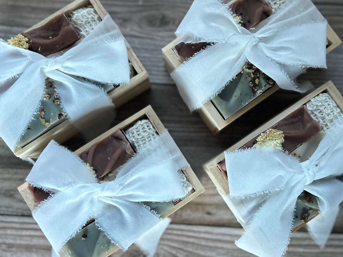 Christmas Soap Crate, Winter Forest Soap, Cranberry Honey Soap, Goat's Milk and Oatmeal Soap, chiffon ribbon, Christmas gift, Kendrick Homestead