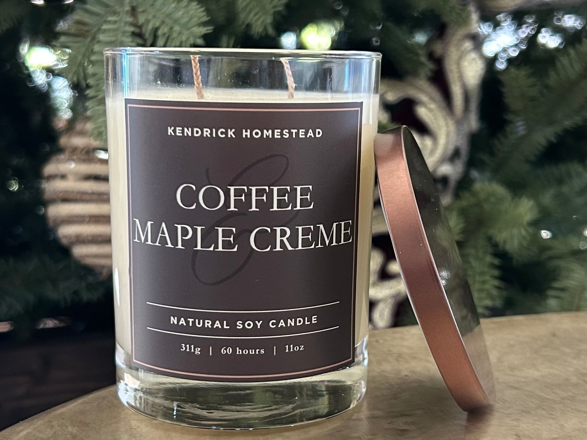 Coffee Maple Creme soy wax candle double wick Kendrick Homestead