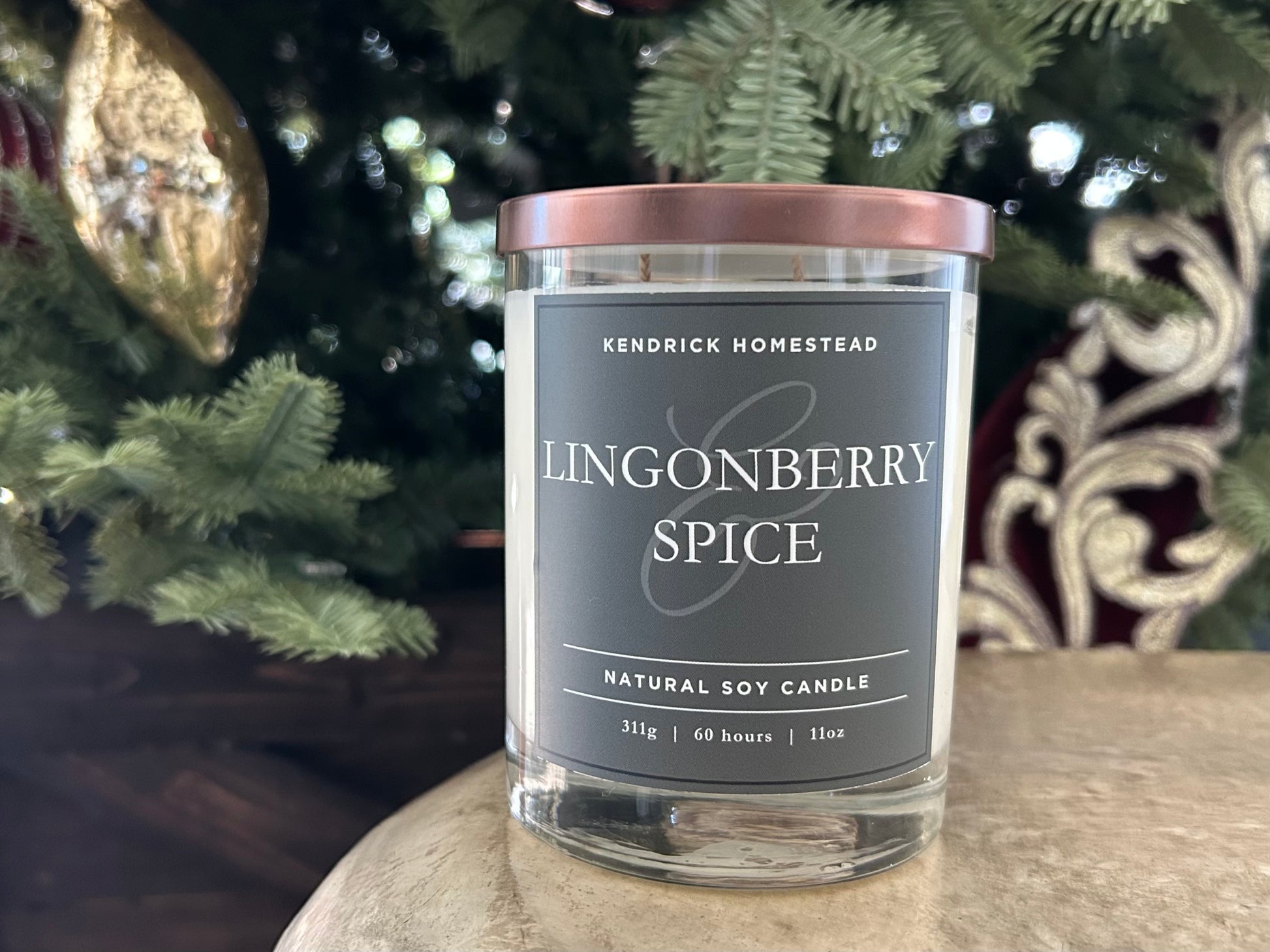 Lingonberry Spice soy wax candle double wick Kendrick Homestead