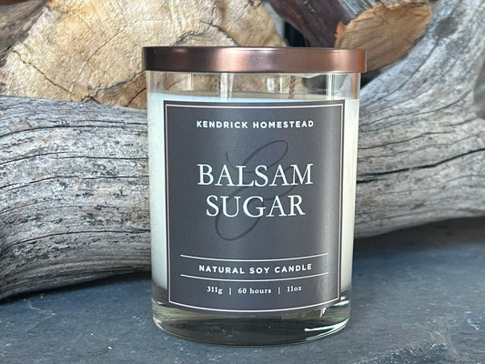 Balsam & Sugar soy wax candle double wick Kendrick Homestead