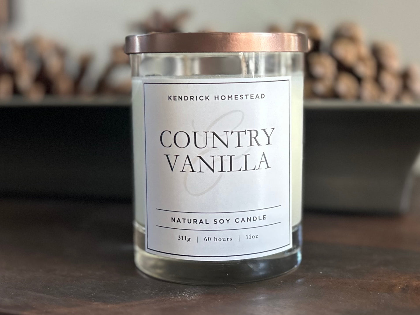 Country Vanilla soy wax candle double wick Kendrick Homestead