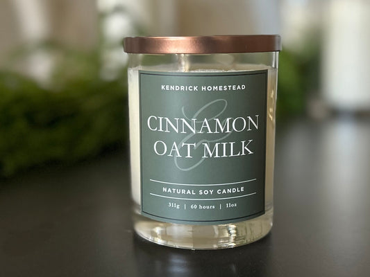 Cinnamon Oat Milk soy wax candle double wick Kendrick Homestead