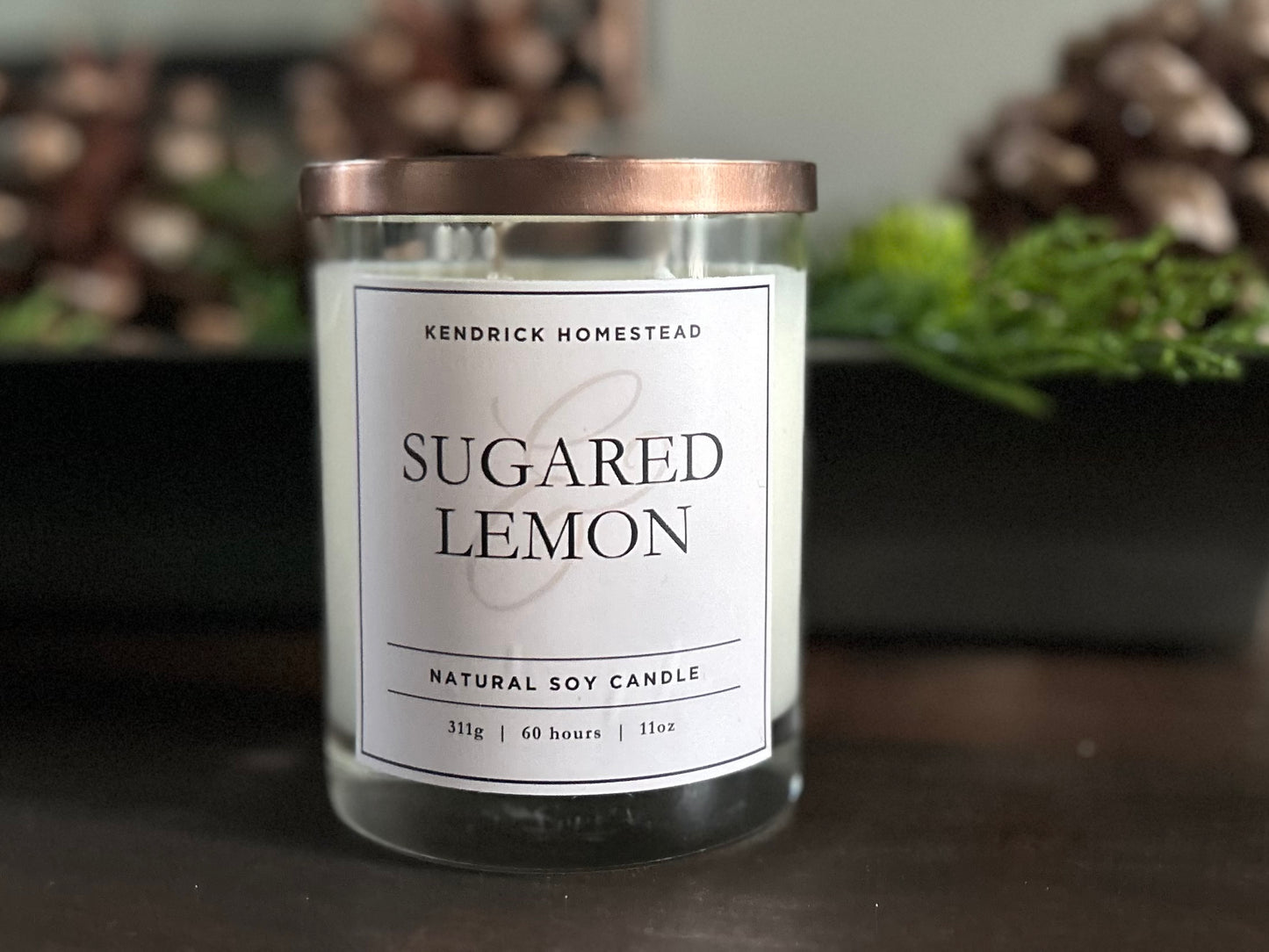 Sugared Lemon soy wax candle double wick Kendrick Homestead