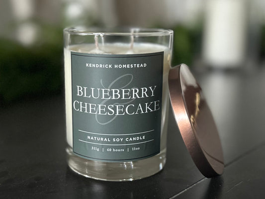 Blueberry Cheesecake soy wax candle double wick Kendrick Homestead