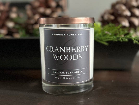 Cranberry Woods soy wax candle double wick Kendrick Homestead