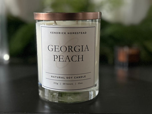 Georgia Peach Soy wax candle double wick Kendrick Homestead