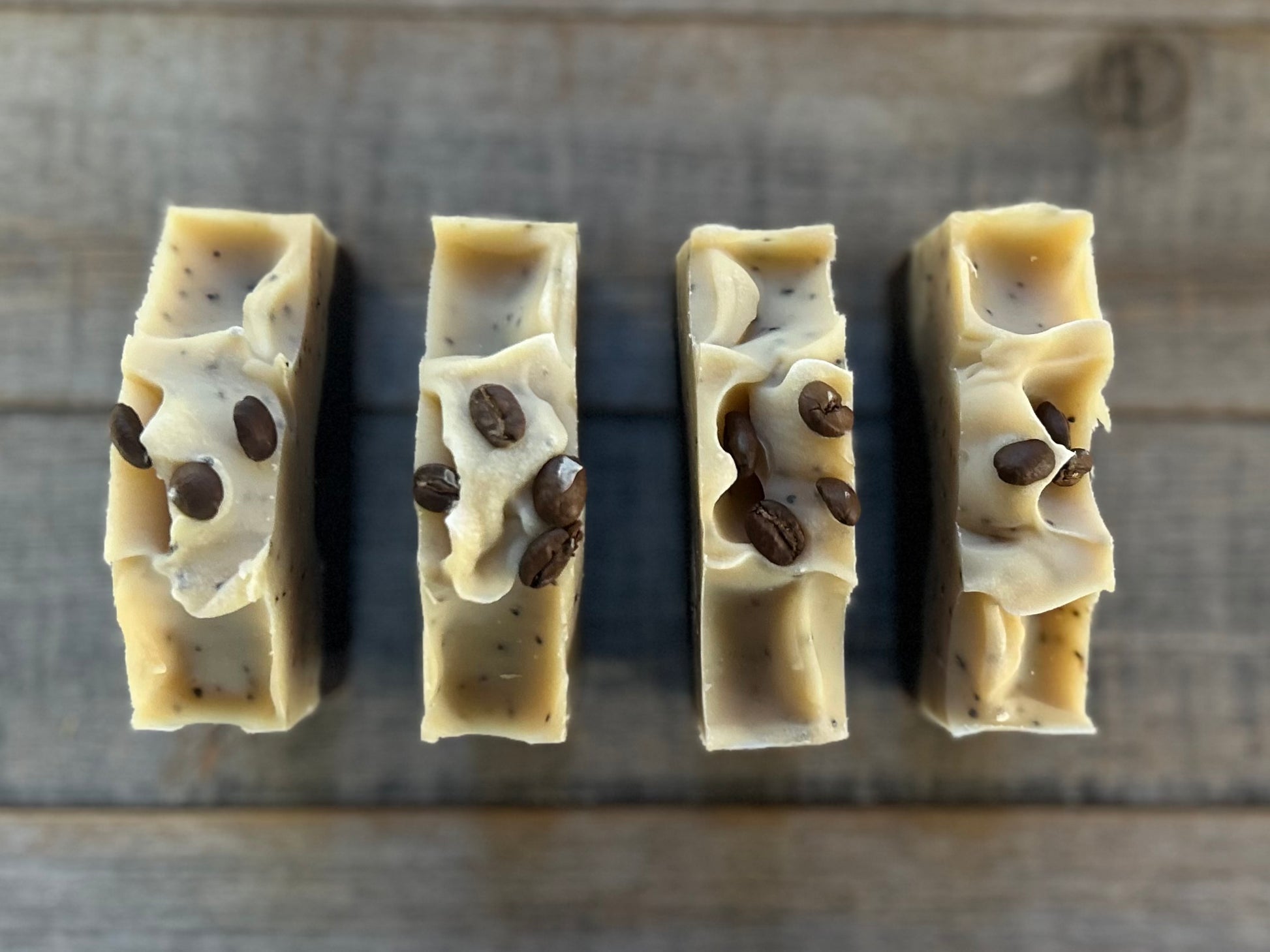 Coffee and Clove Soap coconut milk, chocolate, coffee grounds, oatmeal, clove, star anise, cedarwood, exfoliating, Kendrick Homestead