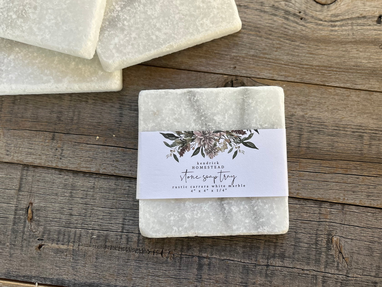 Carrara White Honed Marble soap stone soap tray Kendrick Homestead