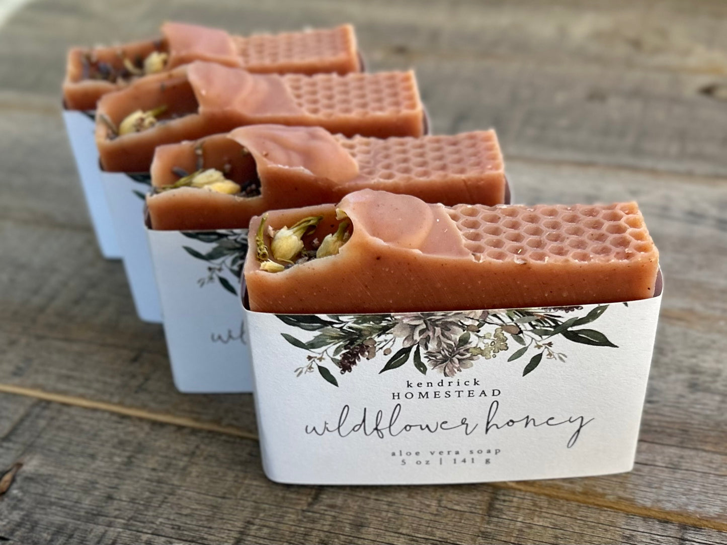 WILDFLOWER HONEY aloe vera soap, orange, lime, litsea cubeba and cedarwood essential oil, madder root, pink clay, Kendrick Homestead