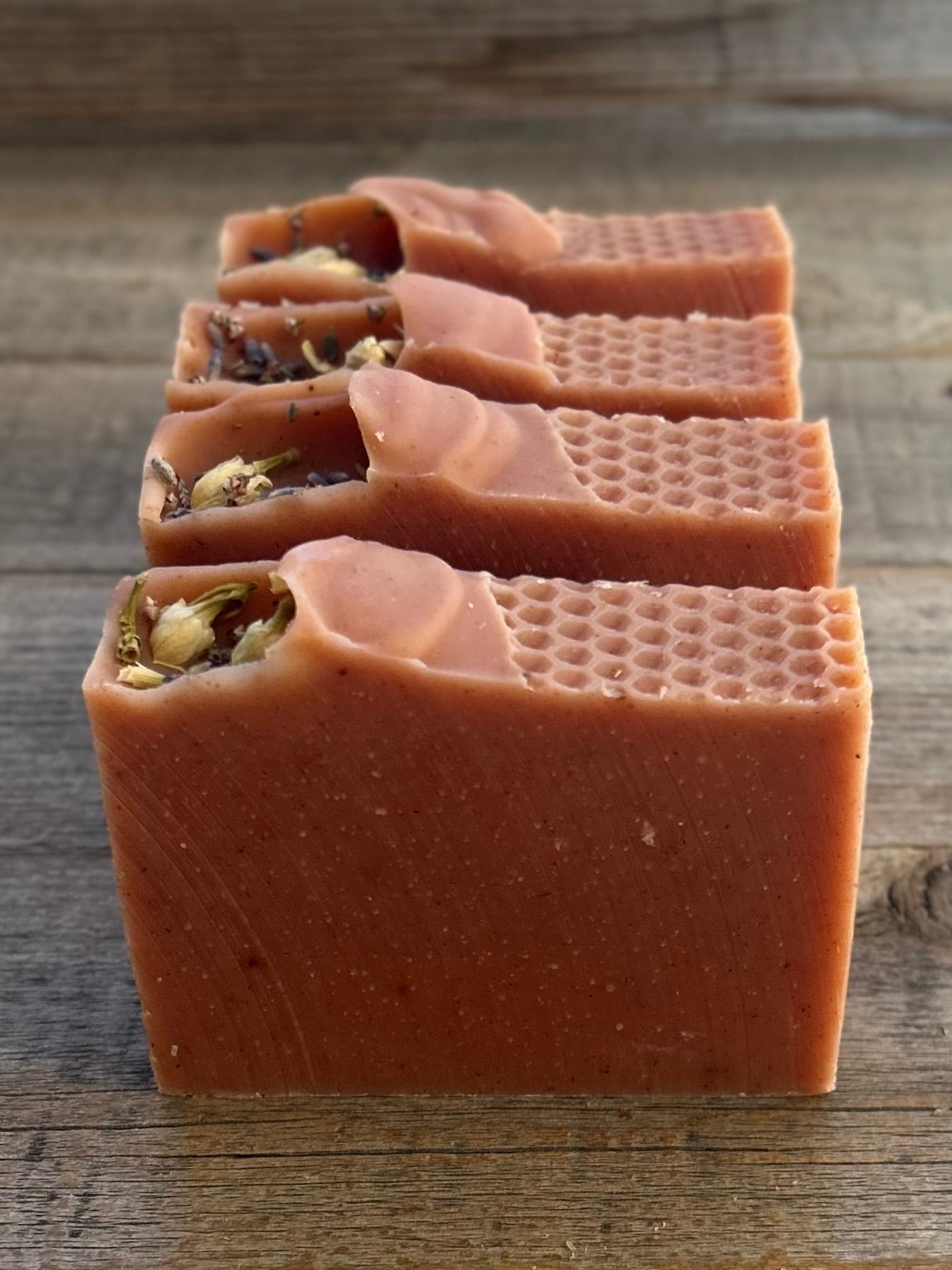 WILDFLOWER HONEY aloe vera soap, orange, lime, litsea cubeba and cedarwood essential oil, madder root, pink clay, Kendrick Homestead