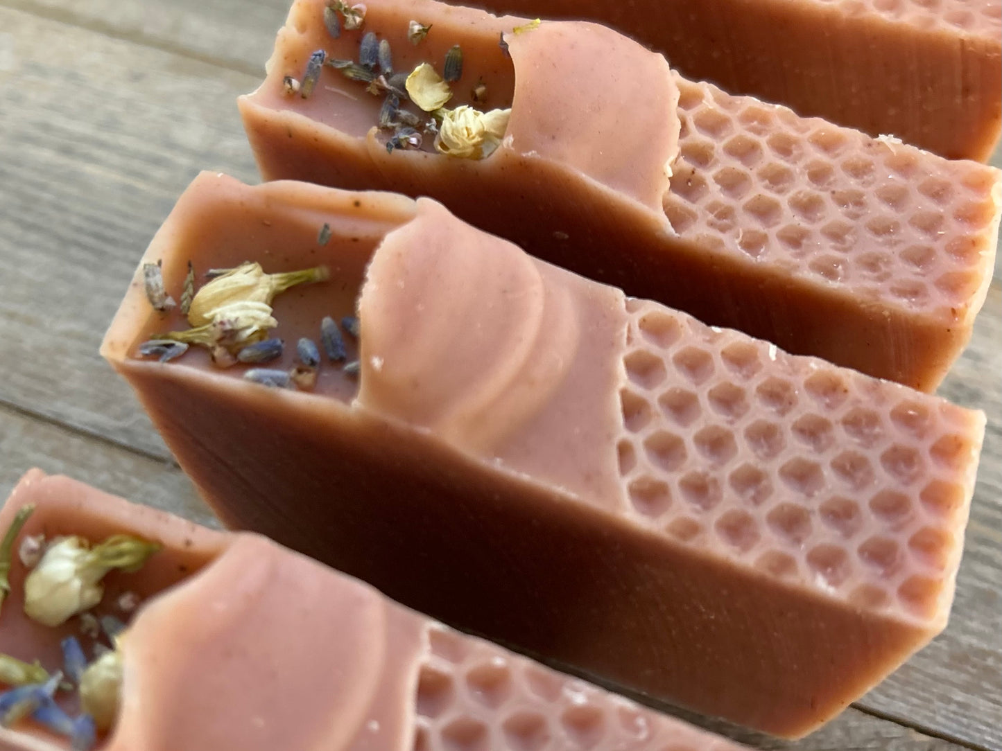 WILDFLOWER HONEY aloe vera soap, orange, lime, litsea cubeba and cedarwood essential oil, madder root, pink clay, Kendrick Homestead