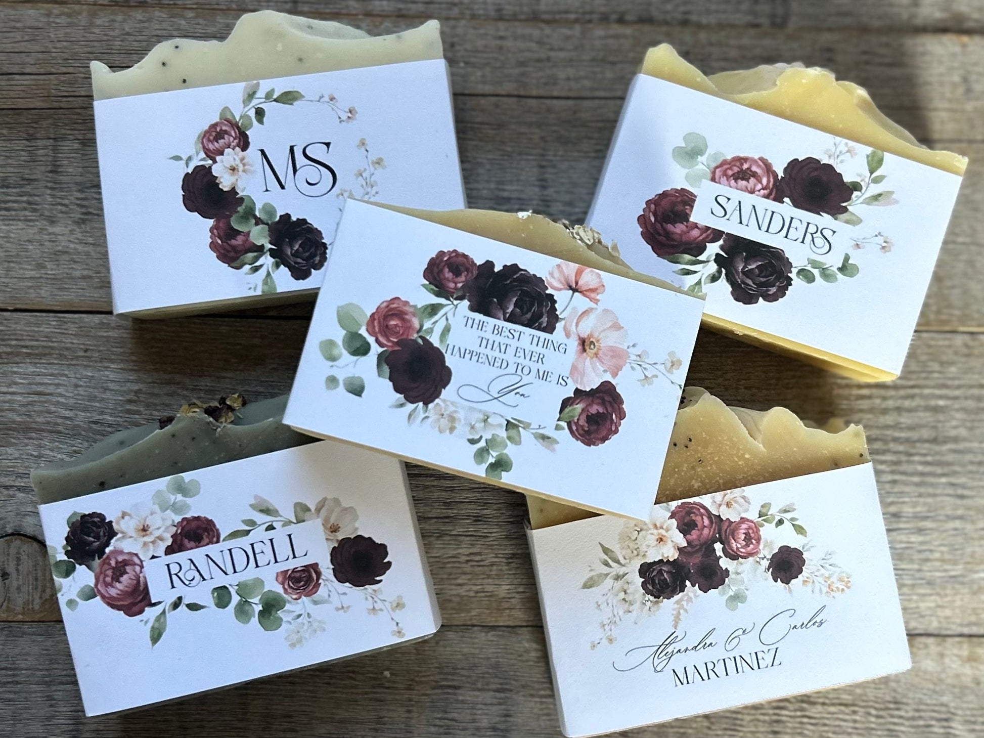 Plum Floral wedding soap favors Kendrick Homestead