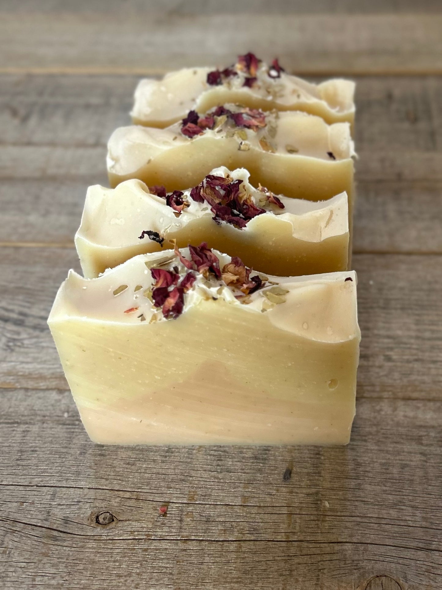 Honey & Rose coconut milk soap, geranium and bergamot essential oil with honey and colloidal oatmeal, Kendrick Homestead