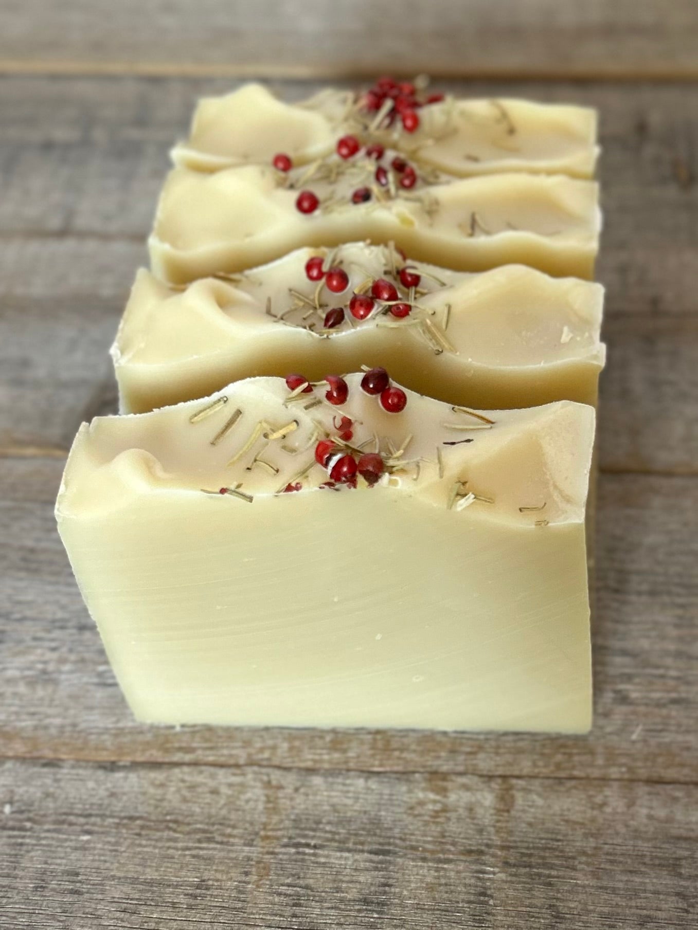 Winter Berry coconut milk soap, scotch pine, peppermint and spearmint essential oil, Christmas soap, Kendrick Homestead