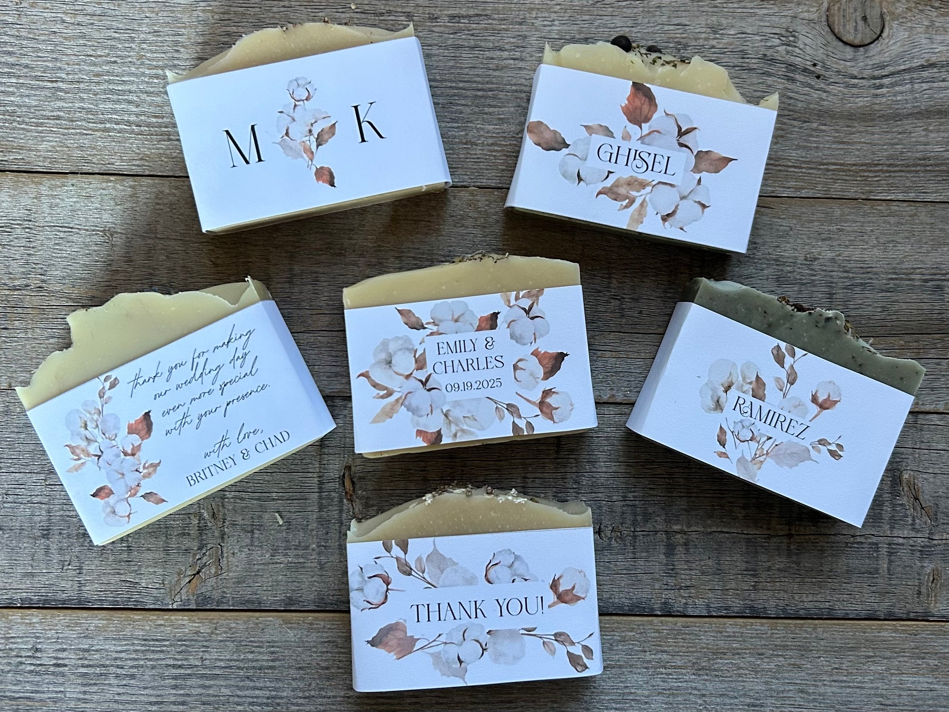 Cotton wedding soap favors, Kendrick Homestead