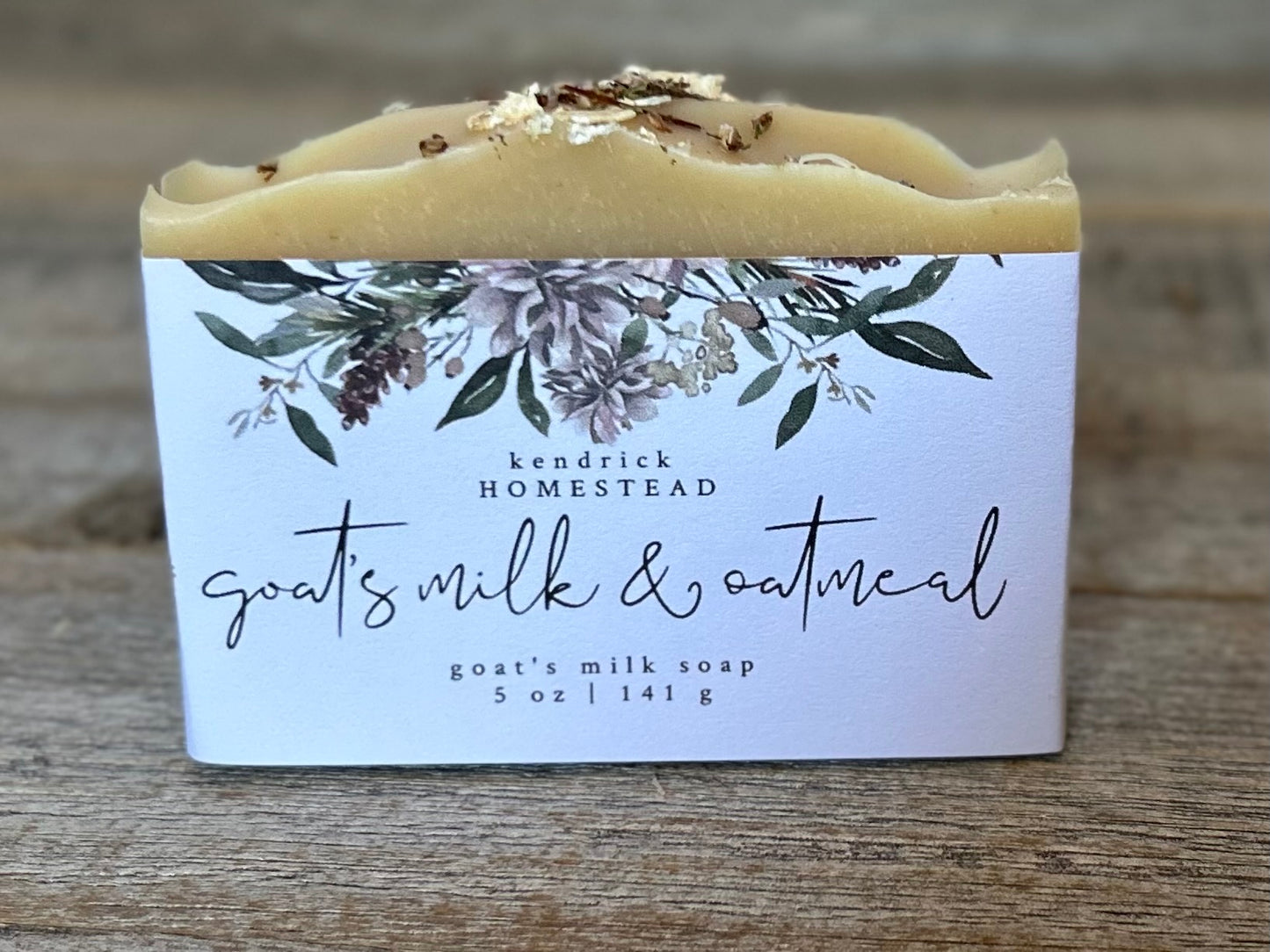 Goat's Milk & Oatmeal soap is made with nourishing goat's milk, shea butter, cocoa butter, colloidal oatmeal and kaolin clay. Shea butter is an excellent all-natural moisturizer containing vitamin A, E, F and essential fatty acids for collagen production. Colloidal oatmeal will re-hydrate and soften the skin. This is my go to soap in the winter when my skin needs the extra hydration. It's also an excellent facial soap. Kendrick Homestead 