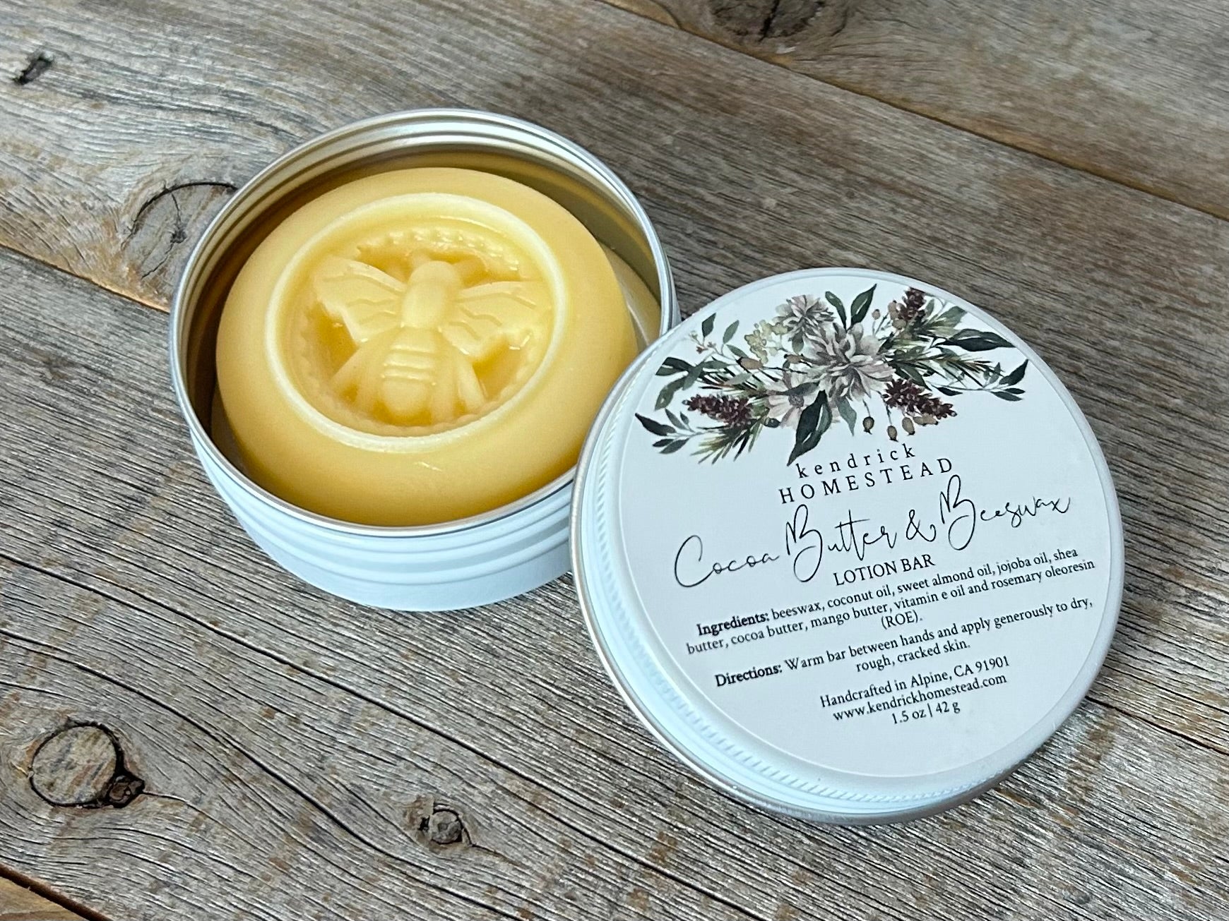 Cocoa Butter & Beeswax lotion bar , natural moisturizer for dry cracked skin Kendrick Homestead