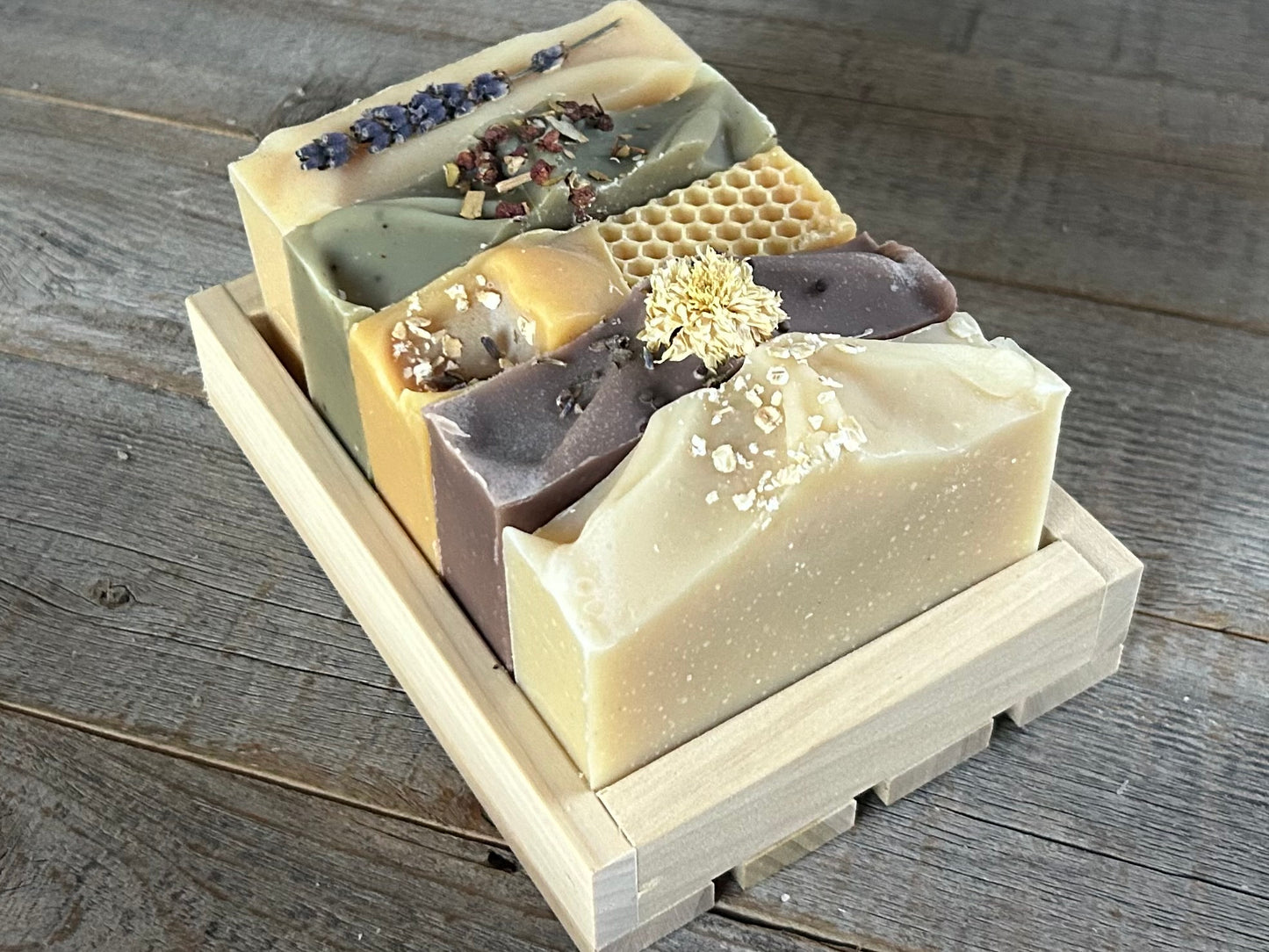 5 soap bars in crate gift set