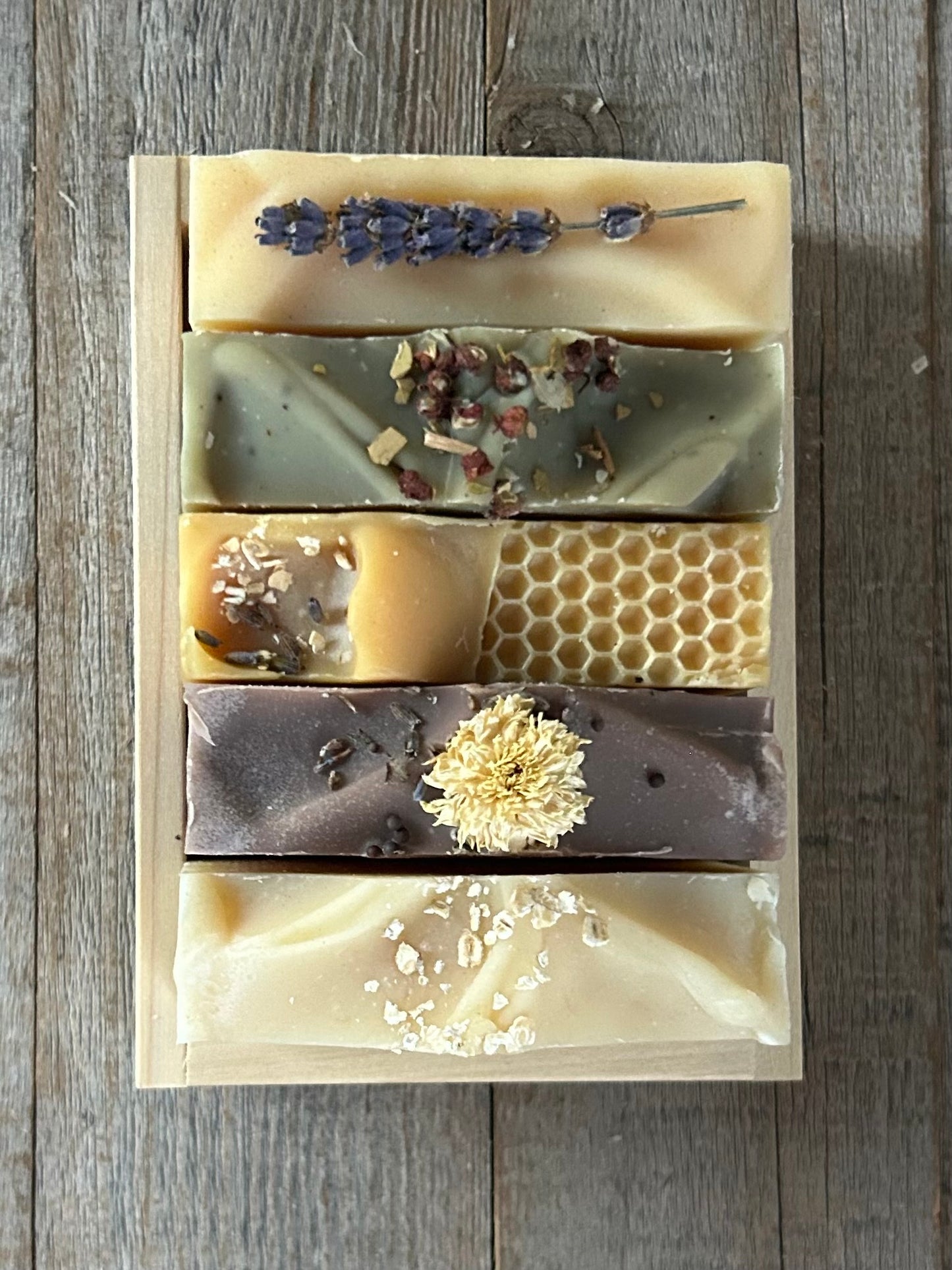 5 soap bars in crate gift set