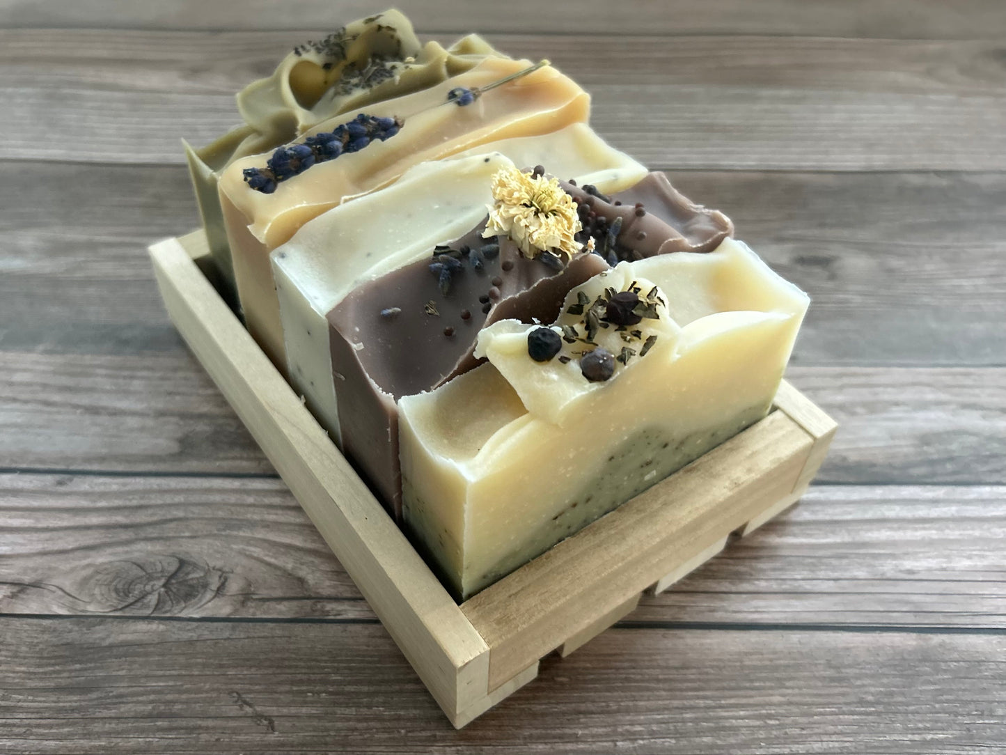 5 soap bars in crate gift set