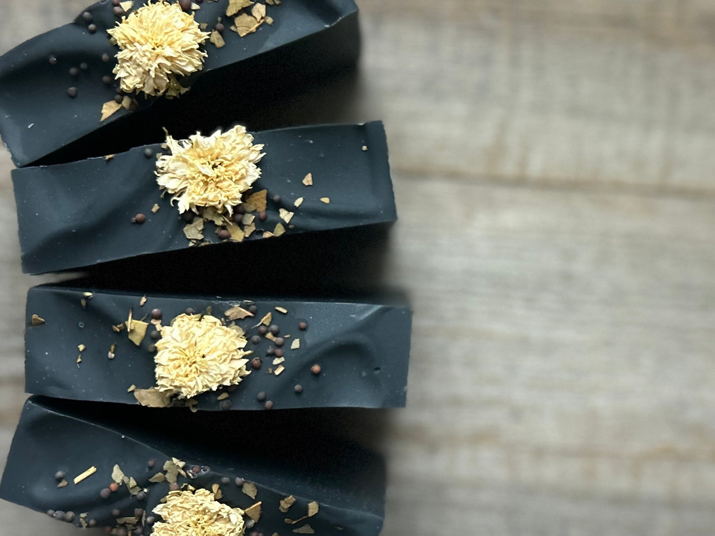 After Dark soap is made with nourishing shea butter, cocoa butter and sweet almond oil. Scented with spearmint, lime and rosemary essential oil and beautifully decorated with a white chrysanthemum, mustard seeds and eucalyptus leaves.

Needless to say, if you want a soap to impress your guests, this is a showstopper.

SCENT:


Naturally scented with spearmint, lime and rosemary essential oil.

Kendrick Homestead