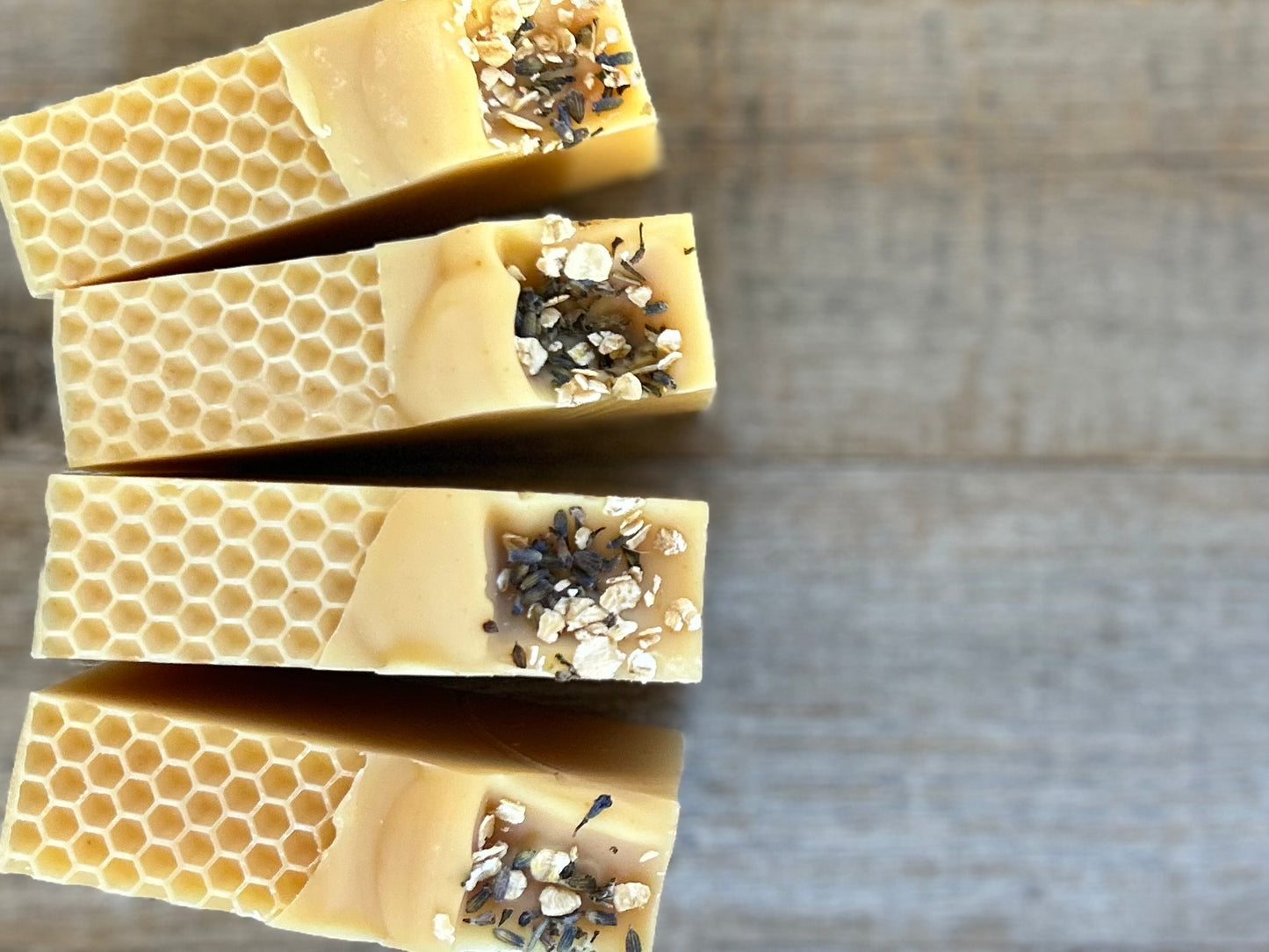 Honey Lemon Goat's milk soap, raw honey, colloidal oatmeal, lemon, litsea cubeba, lavender and benzoin essential oil, Kendrick Homestead