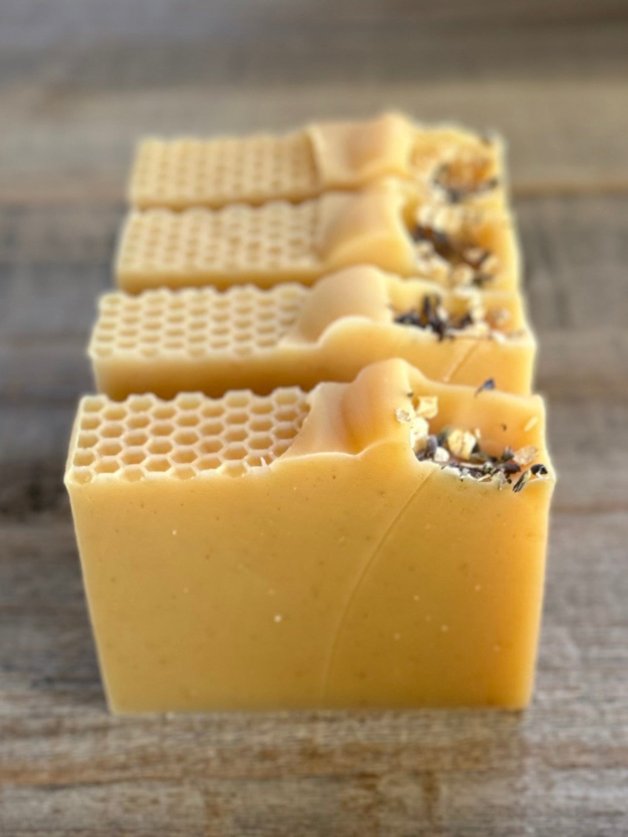 Honey Lemon Goat's milk soap, raw honey, colloidal oatmeal, lemon, litsea cubeba, lavender and benzoin essential oil, Kendrick Homestead
