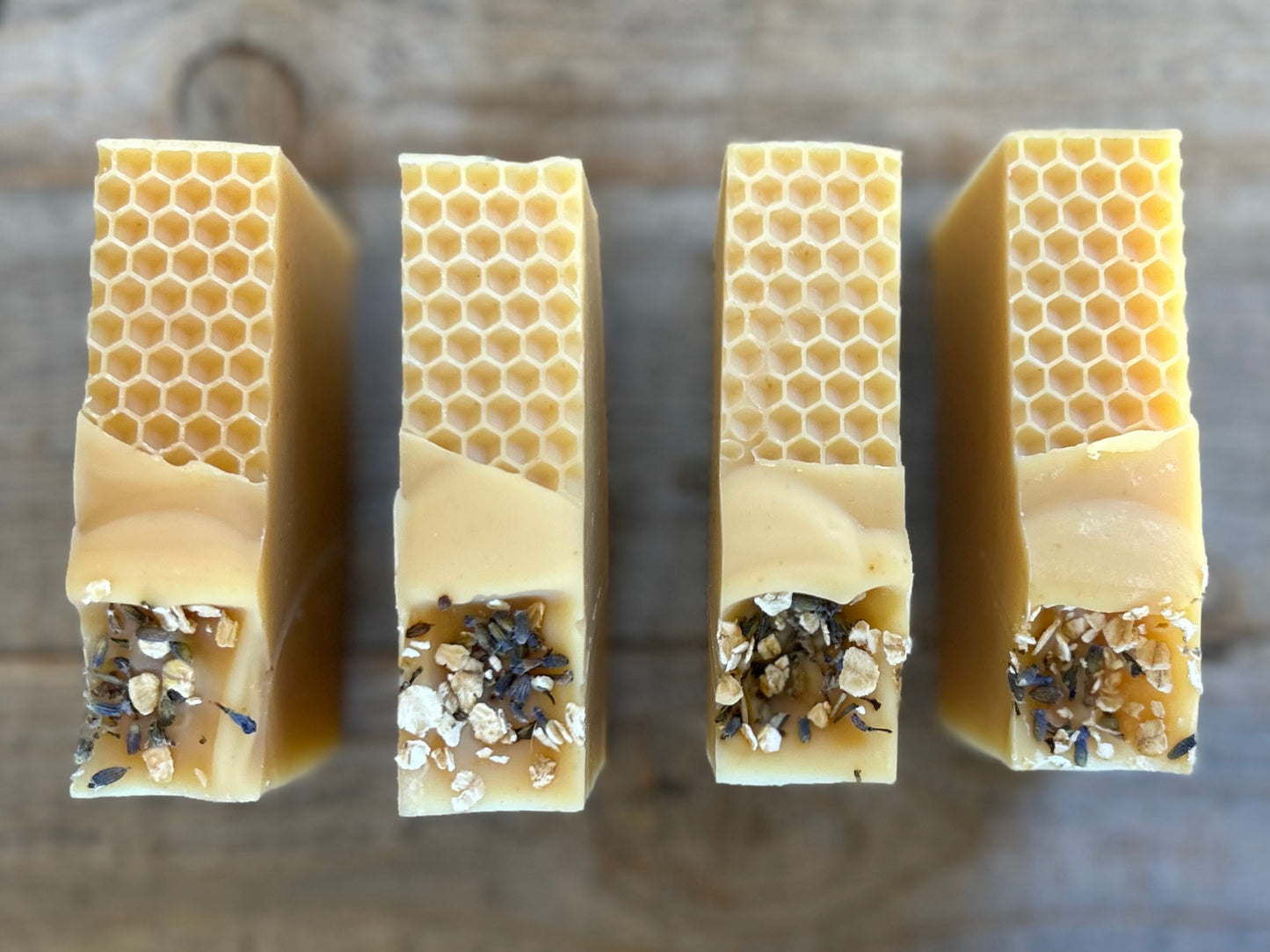 Honey Lemon Goat's milk soap, raw honey, colloidal oatmeal, lemon, litsea cubeba, lavender and benzoin essential oil, Kendrick Homestead