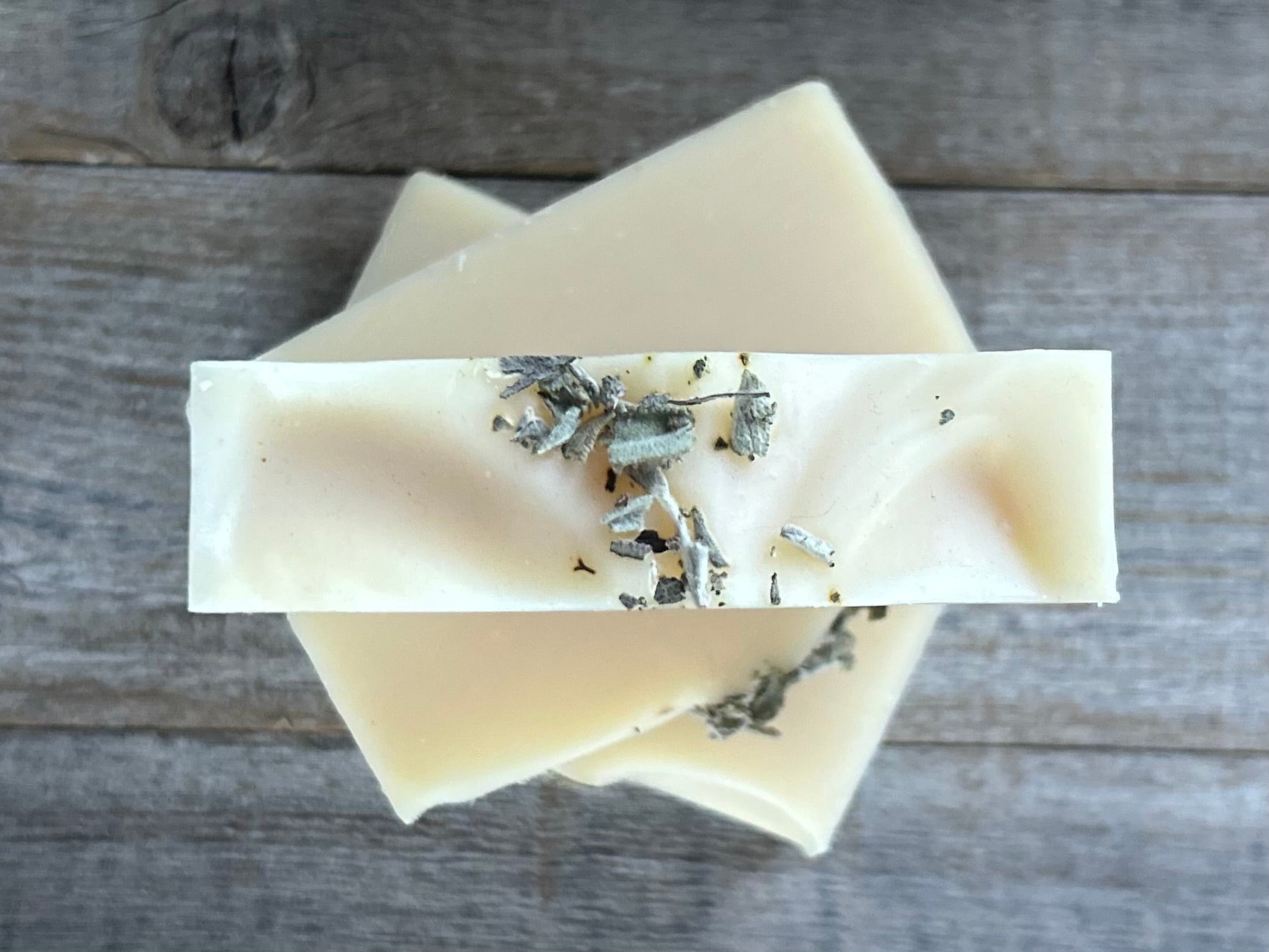 Lavender and White Sage Soap. Let the worries of the day slide away with the help of this relaxing herbal blend of white sage, lavender and cedarwood. Lavender &  White Sage soap is made with nourishing goat's milk, olive oil, coconut oil, cocoa butter, shea butter, sweet almond oil, castor oil, kaolin clay and dried white sage.  Kendrick Homestead