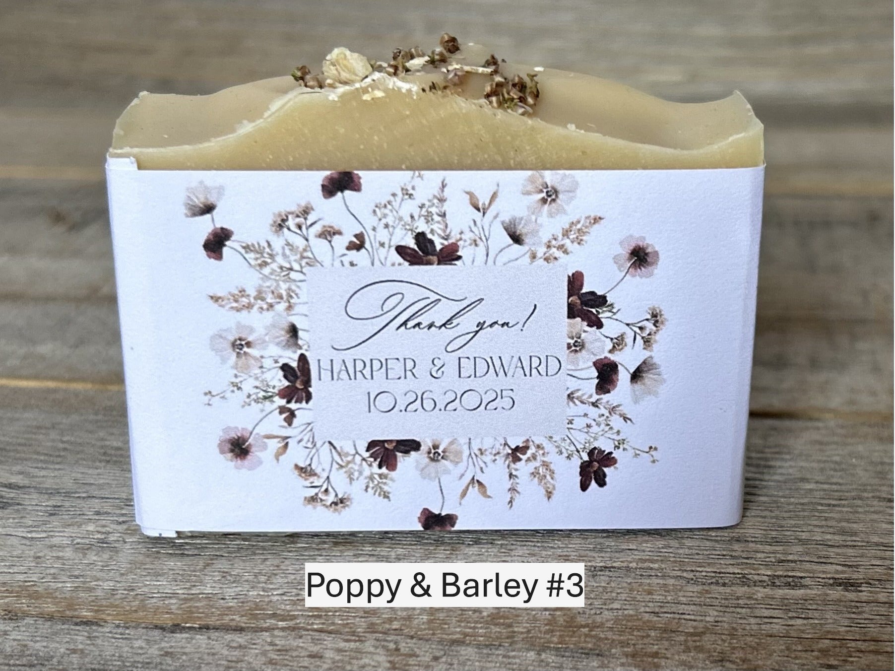 Poppy & Barley wedding soap favors Kendrick Homestead