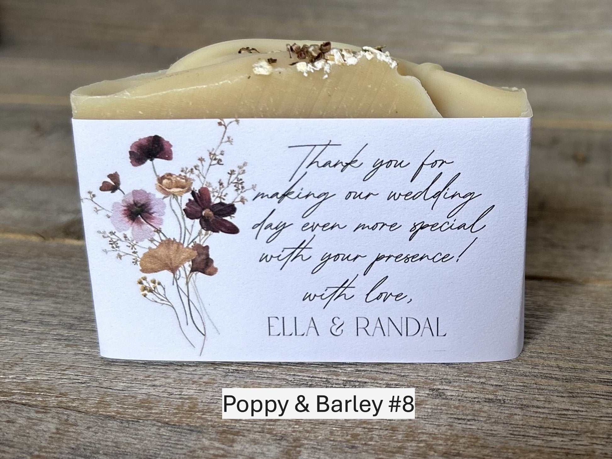 Poppy & Barley wedding soap favors Kendrick Homestead