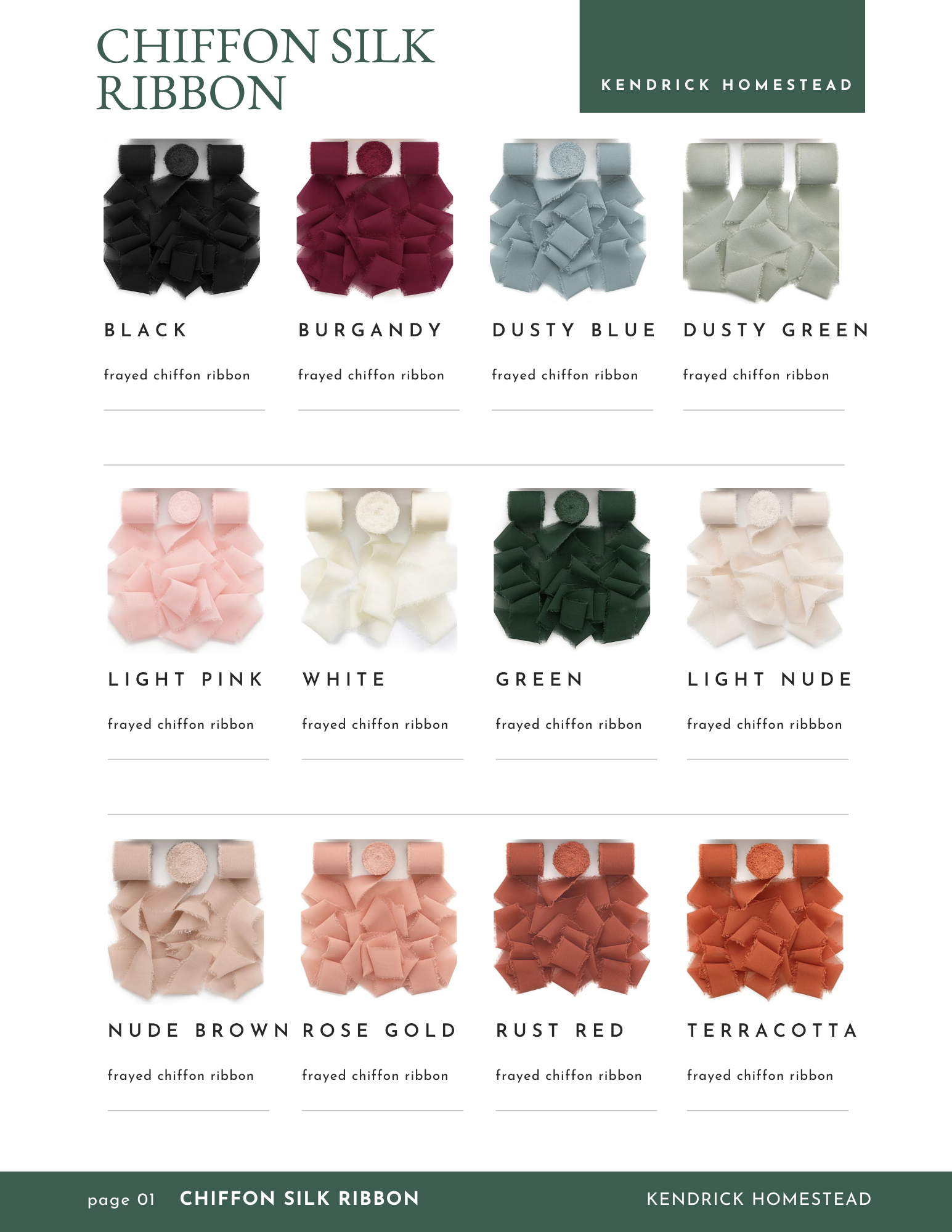 Chiffon Silk ribbon choices