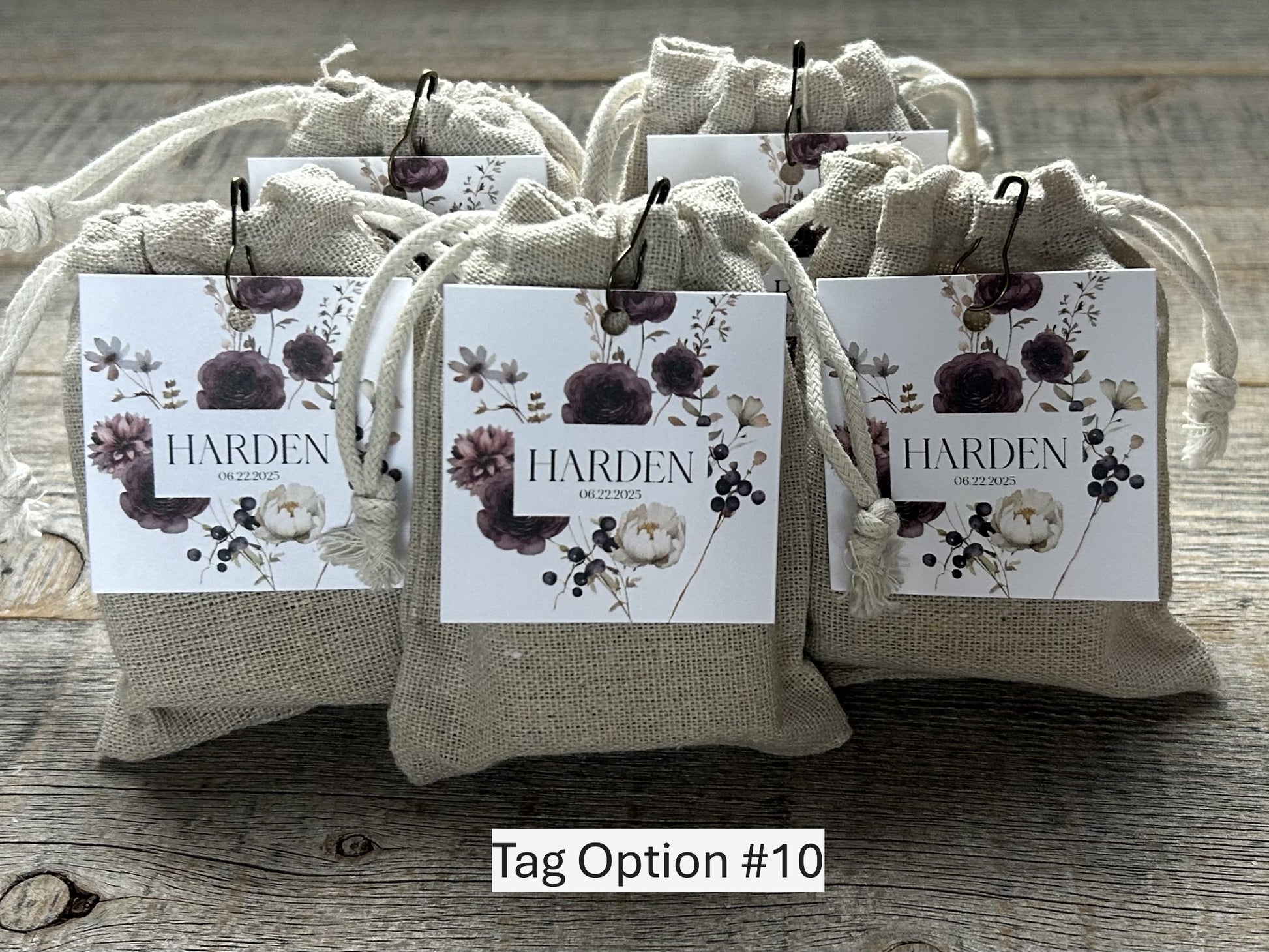 Wedding Favors soap in muslin bag with custom tag, Kendrick Homestead