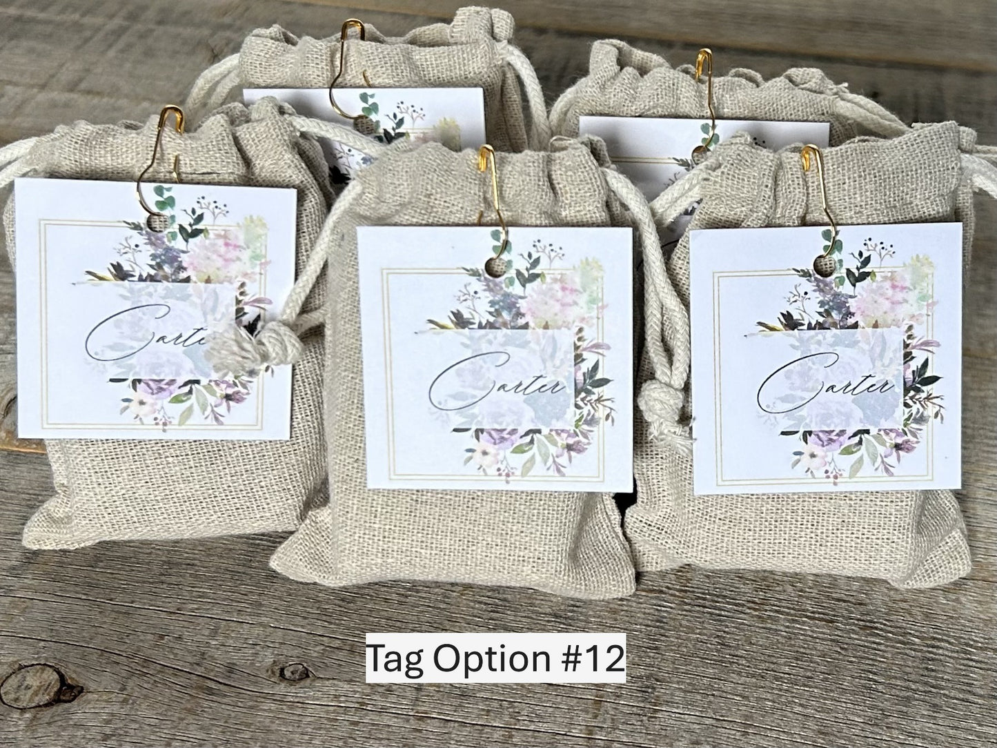 Wedding Favors soap in muslin bag with custom tag, Kendrick Homestead