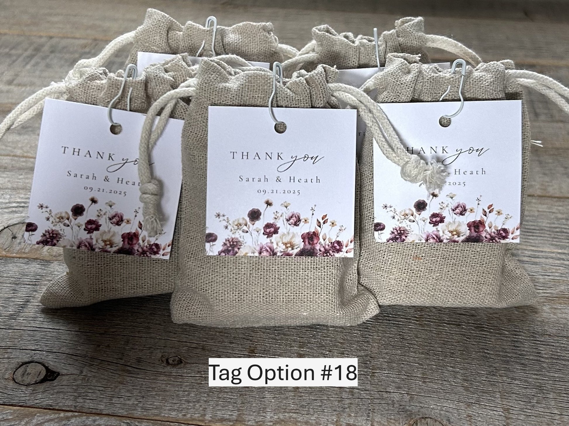 Wedding Favors soap in muslin bag with custom tag, Kendrick Homestead
