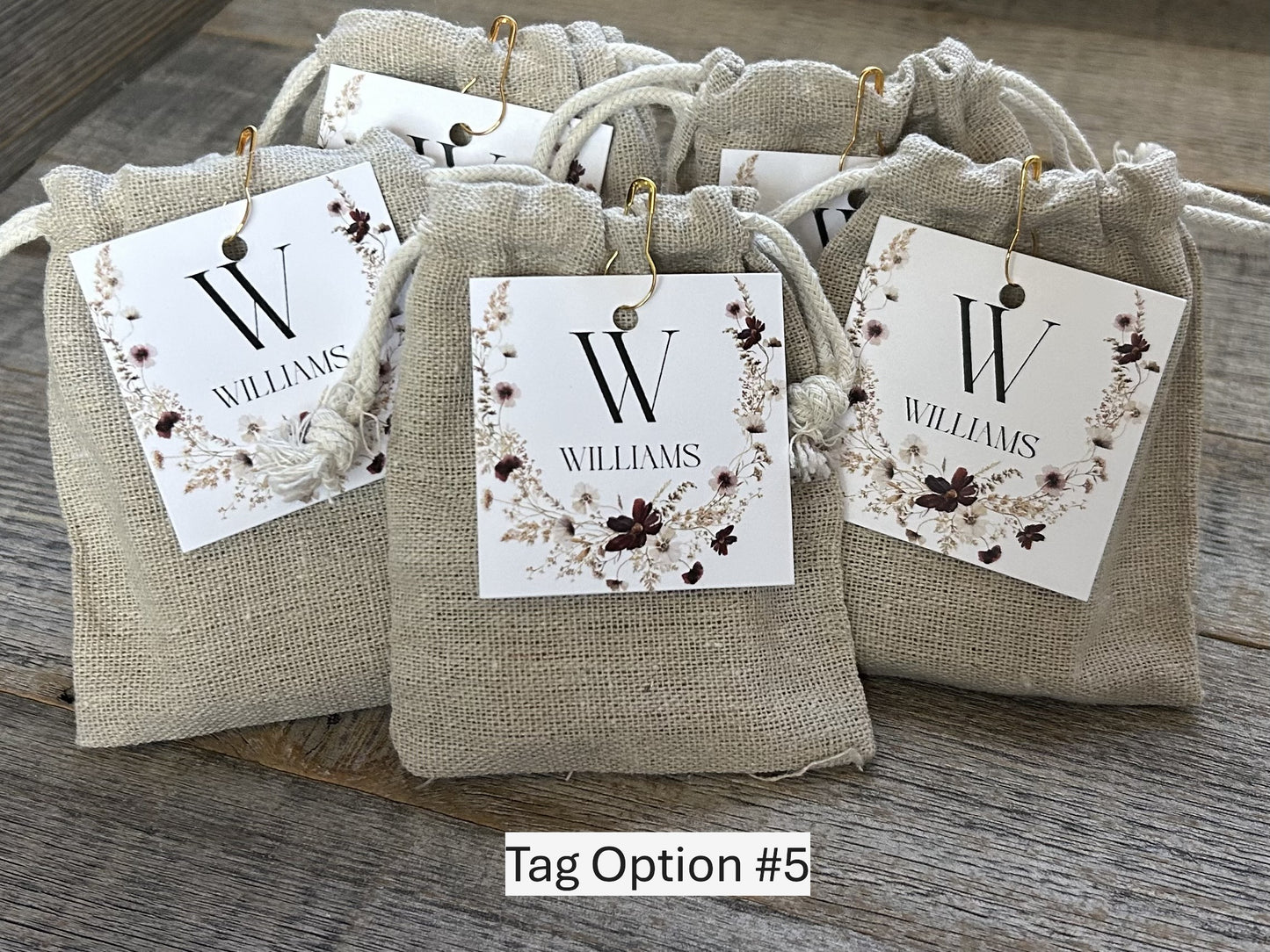 Wedding Favors soap in muslin bag with custom tag, Kendrick Homestead