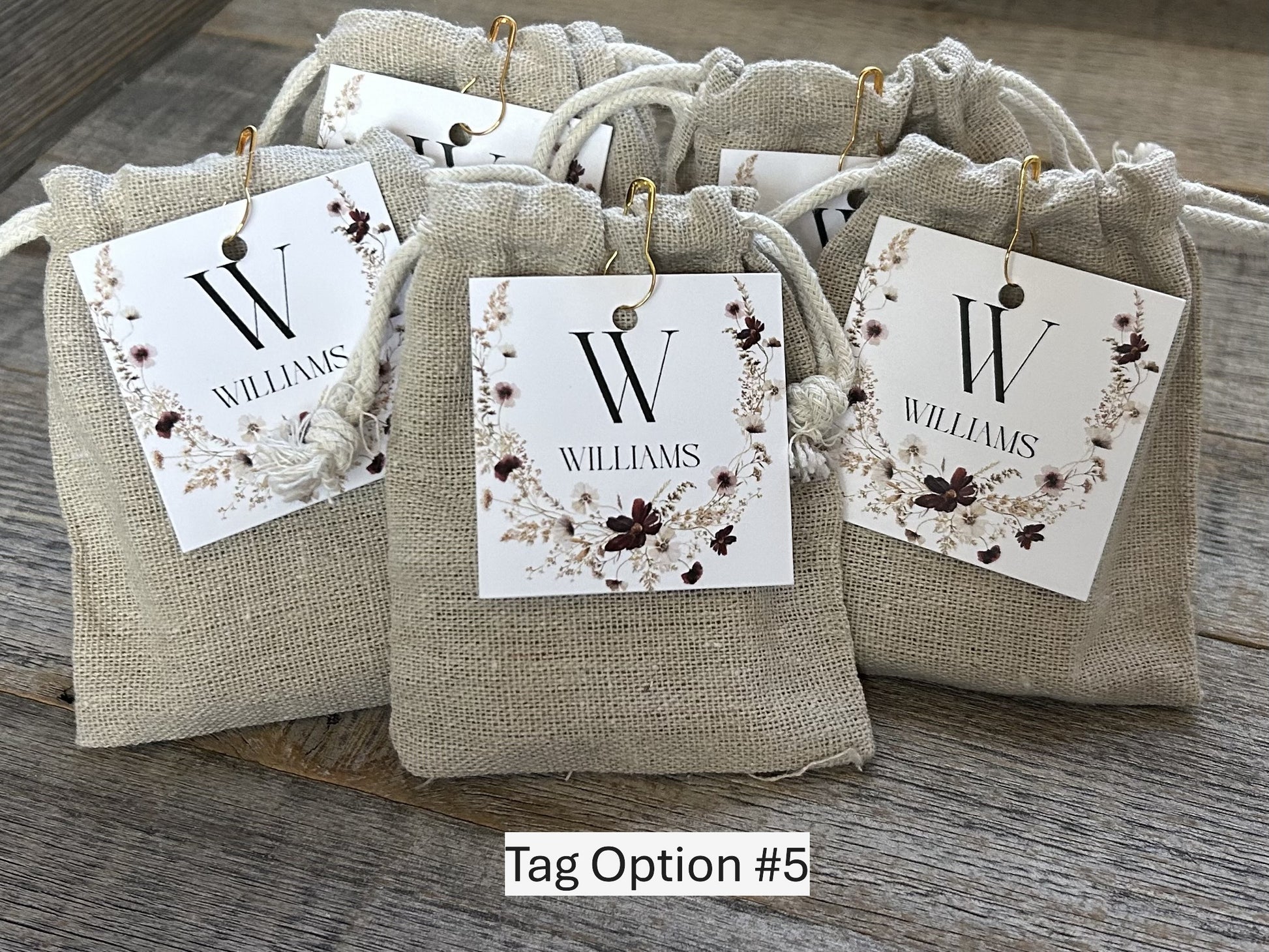 Wedding Favors soap in muslin bag with custom tag, Kendrick Homestead