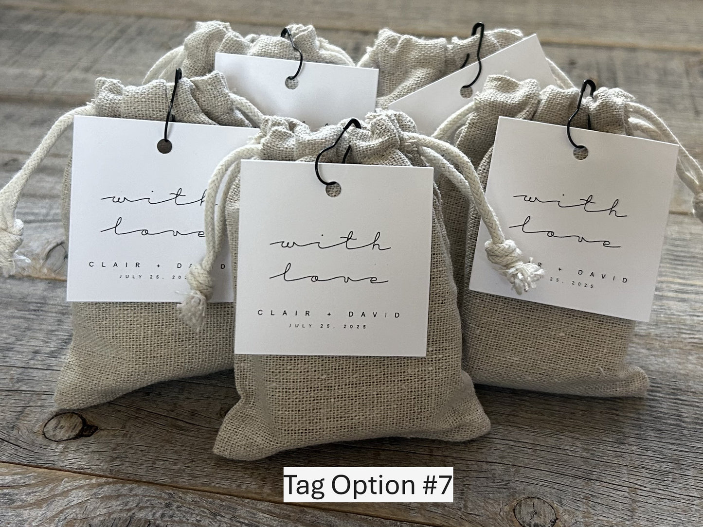 Wedding Favors soap in muslin bag with custom tag, Kendrick Homestead