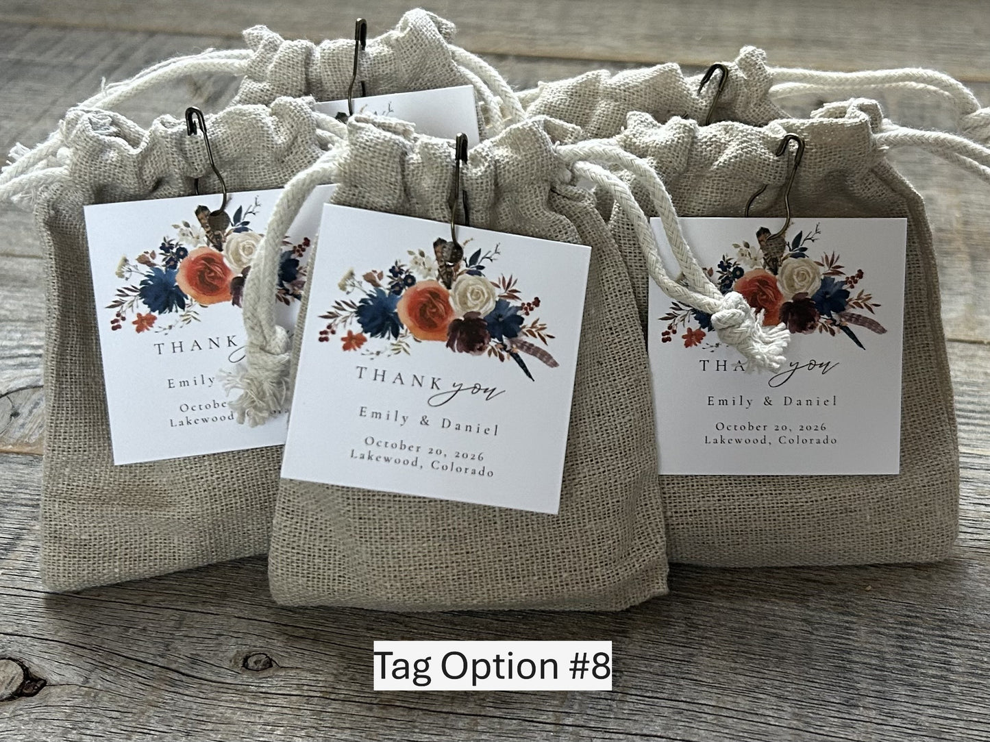 Wedding Favors soap in muslin bag with custom tag, Kendrick Homestead