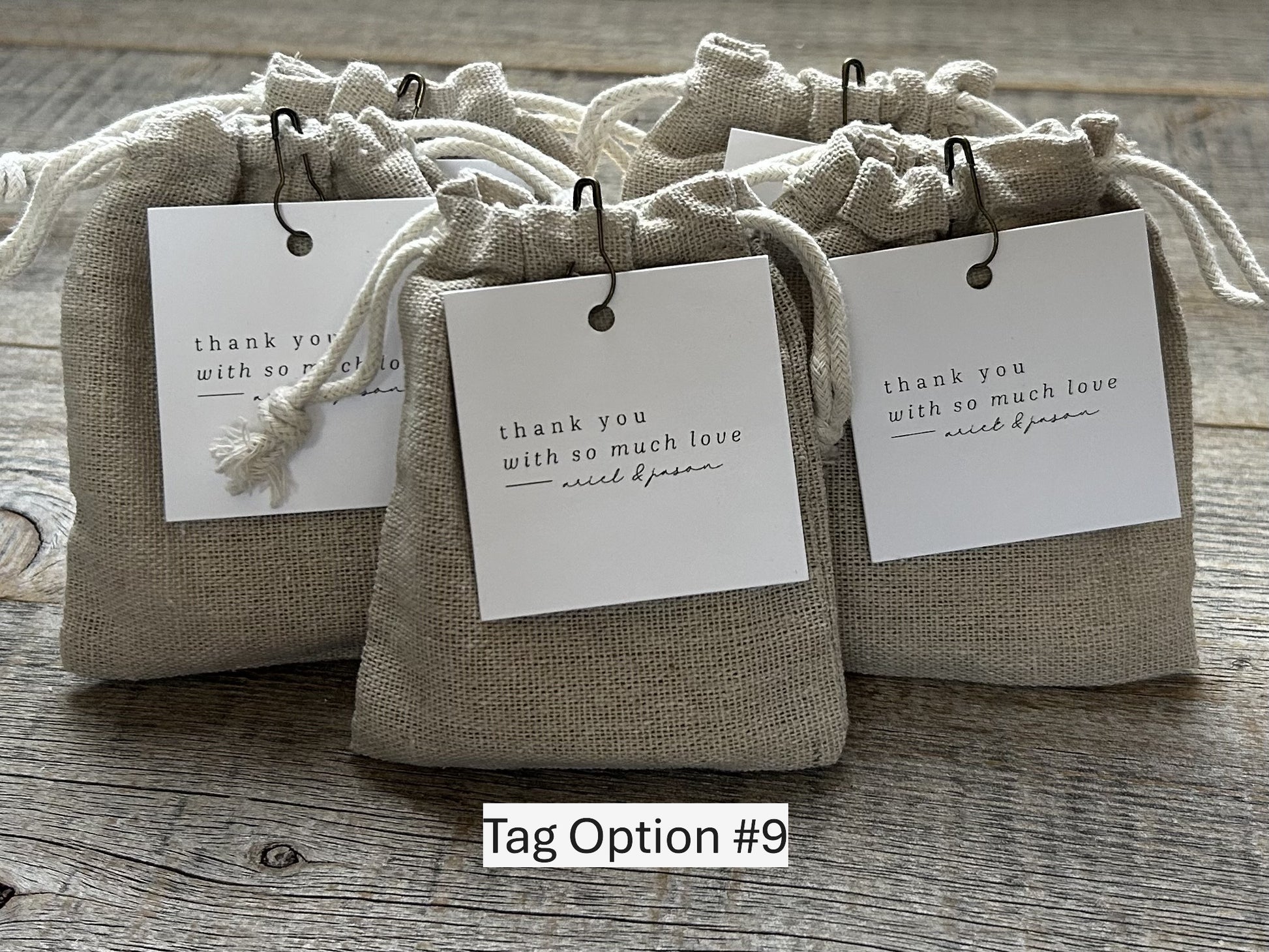 Wedding Favors soap in muslin bag with custom tag, Kendrick Homestead