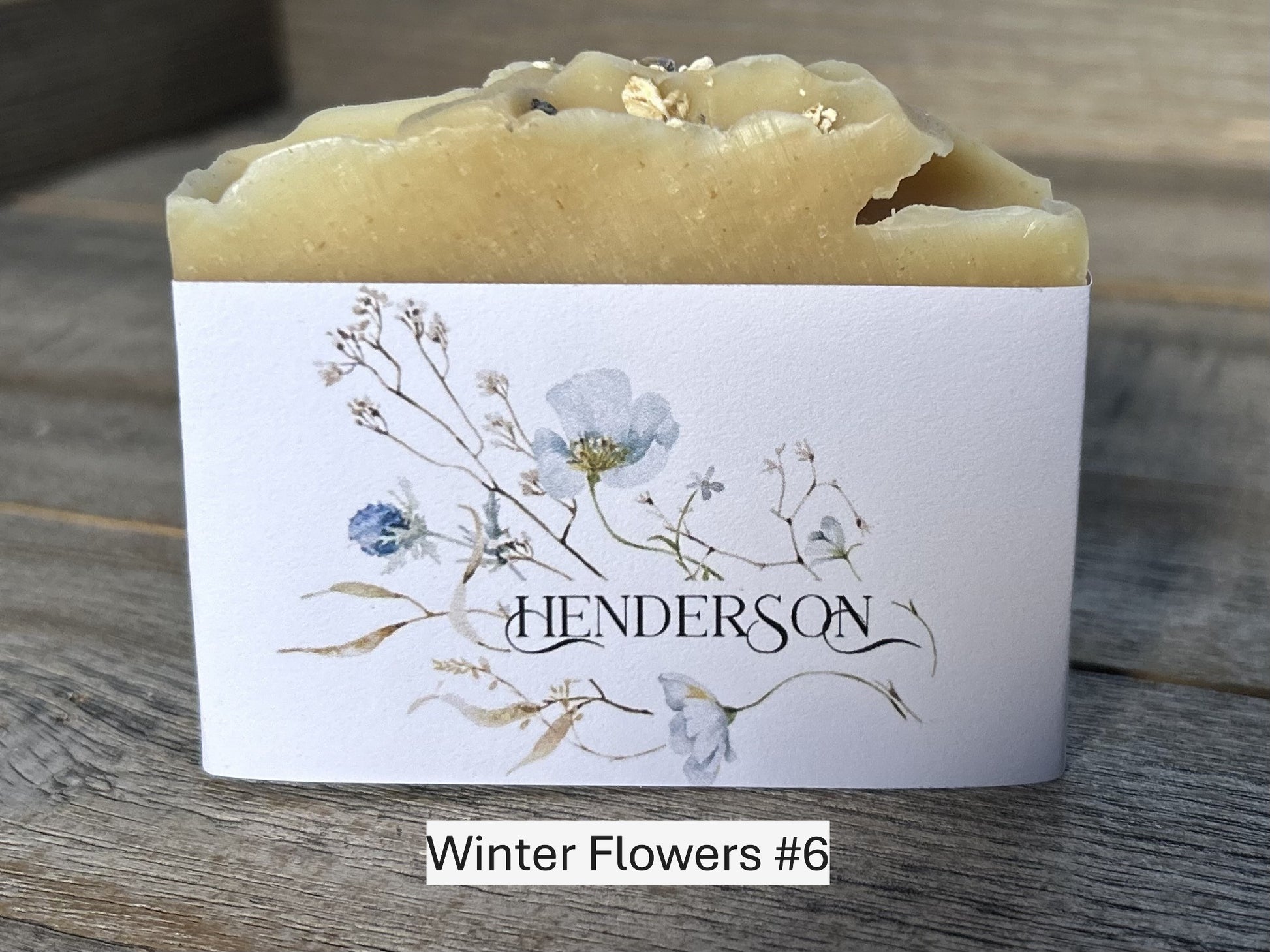 Winter Flowers wedding soap favors, custom soap label, Kendrick Homestead